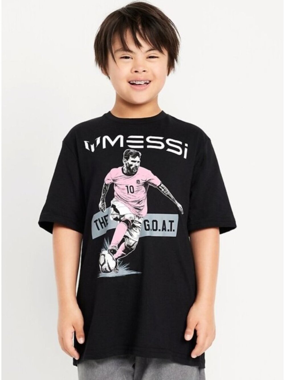 NWT Youth Messi the G.O.A.T. T-Shirt Miami Soccer Fan Black Large 14/16